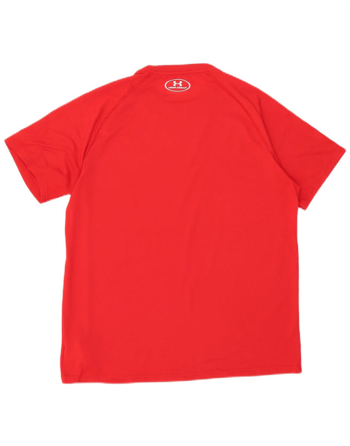 Under Armour Mens Heat Gear T-Shirt Top Medium Red Polyester