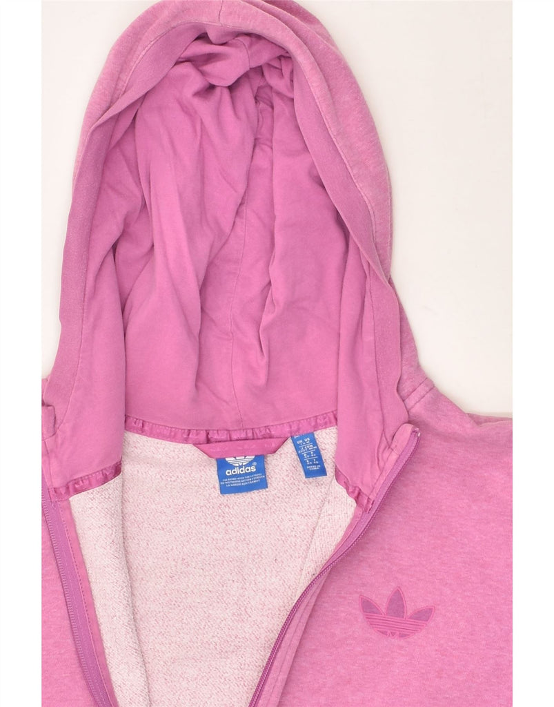 ADIDAS Womens Zip Hoodie Sweater UK 14 Large  Pink Cotton | Vintage Adidas | Thrift | Second-Hand Adidas | Used Clothing | Messina Hembry 