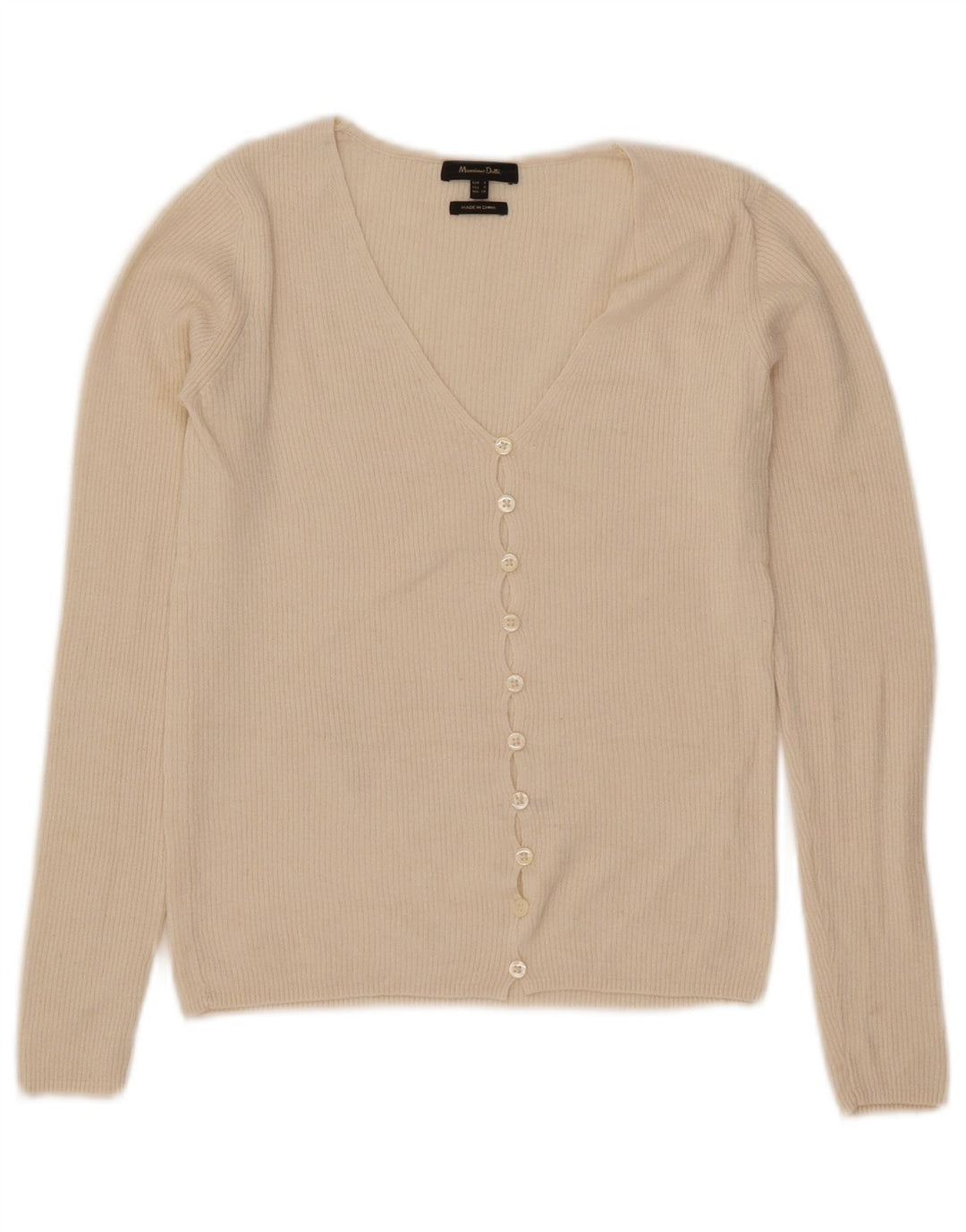Massimo Dutti Womens Crop Cardigan Sweater UK 8 Small Off White