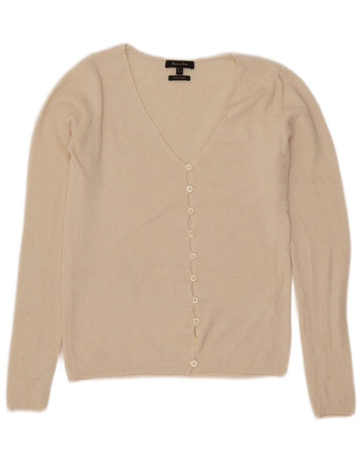 Massimo Dutti Womens Crop Cardigan Sweater UK 8 Small Off White
