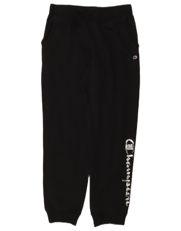 CHAMPION Girls Graphic Tracksuit Trousers Joggers 13-14 Years XL Black