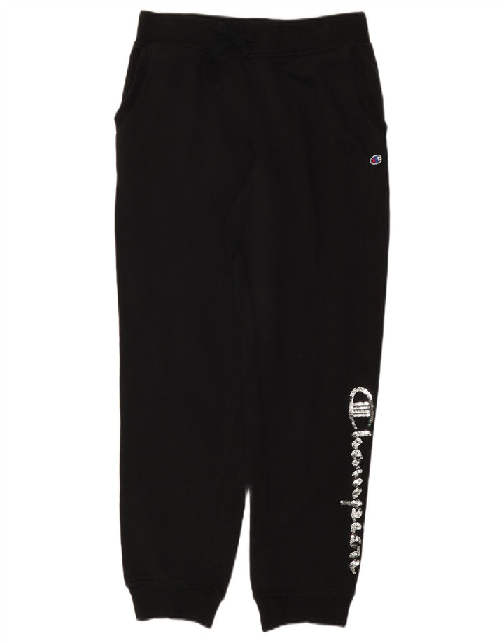 CHAMPION Girls Graphic Tracksuit Trousers Joggers 13-14 Years XL Black