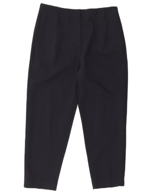 Marks & Spencer Womens Cropped Trousers UK 12 Medium W28 L23 Navy Blue