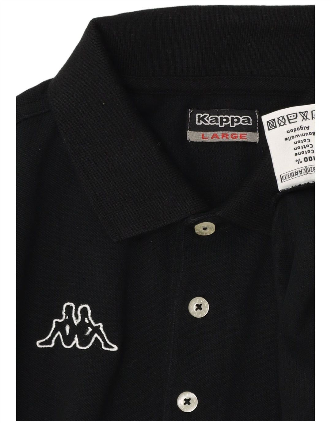 Kappa Mens Graphic Polo Shirt Large Black Cotton