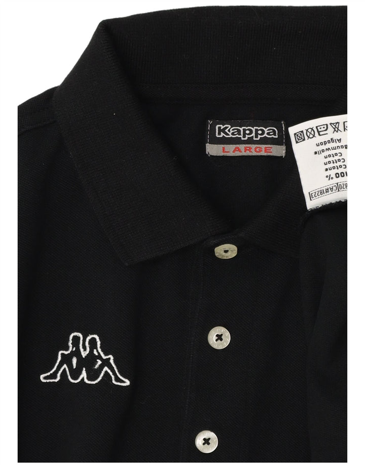 Kappa Mens Graphic Polo Shirt Large Black Cotton