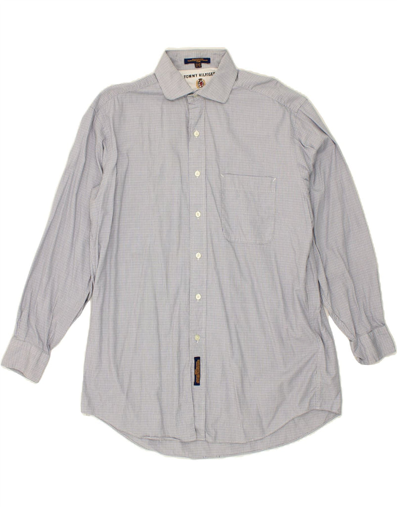TOMMY HILFIGER Mens Shirt Size 15 1/2  Medium Blue Check Cotton Vintage Tommy Hilfiger and Second-Hand Tommy Hilfiger from Messina Hembry 