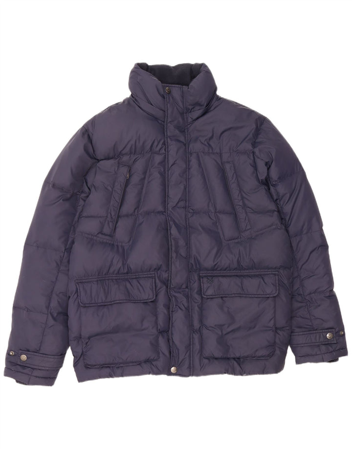 CREW CLOTHING Mens Padded Jacket UK 40 Large Navy Blue Nylon