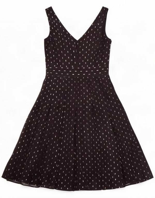 Laura Ashley Womens Sleeveless A-Line Dress UK 10 Small Navy Blue Geometric