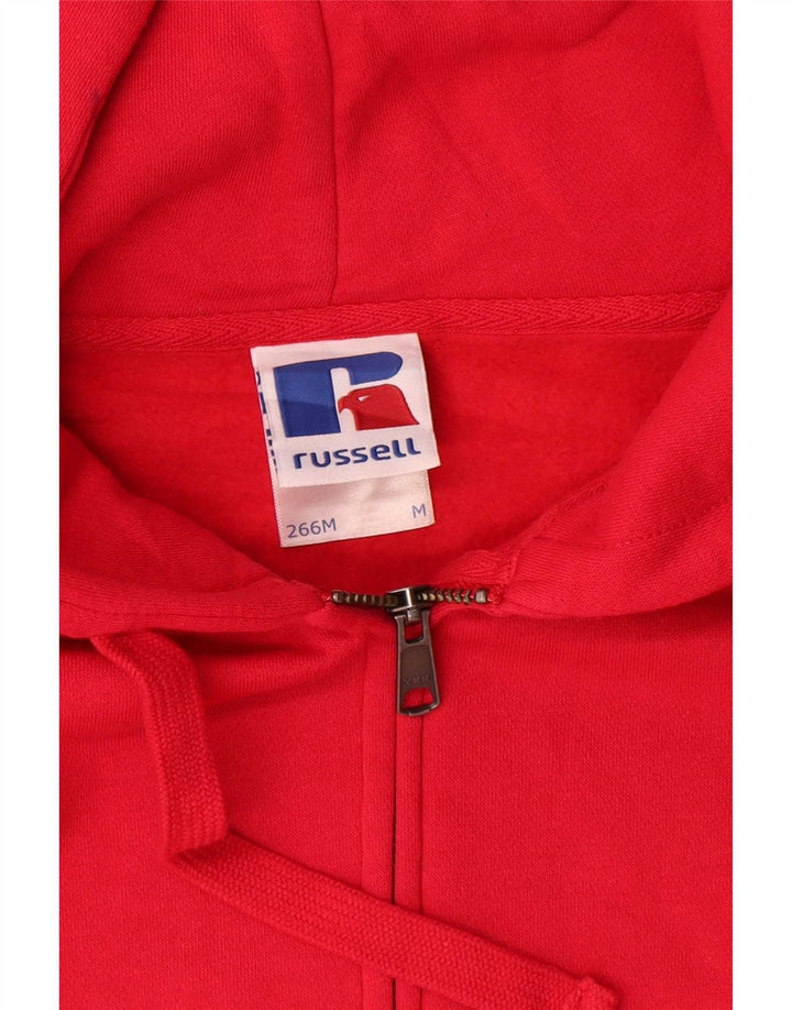 Russell Athletic Mens Zip Hoodie Sweater Medium Red Cotton