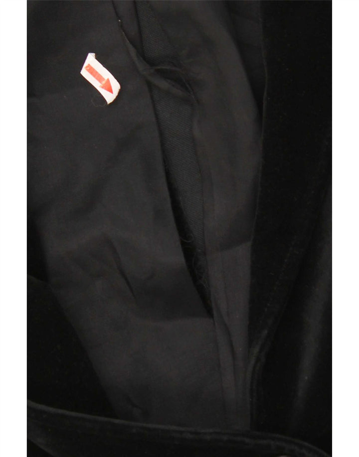 St Michael Womens 2 Button Velvet Blazer Jacket UK 14 Medium Black Cotton