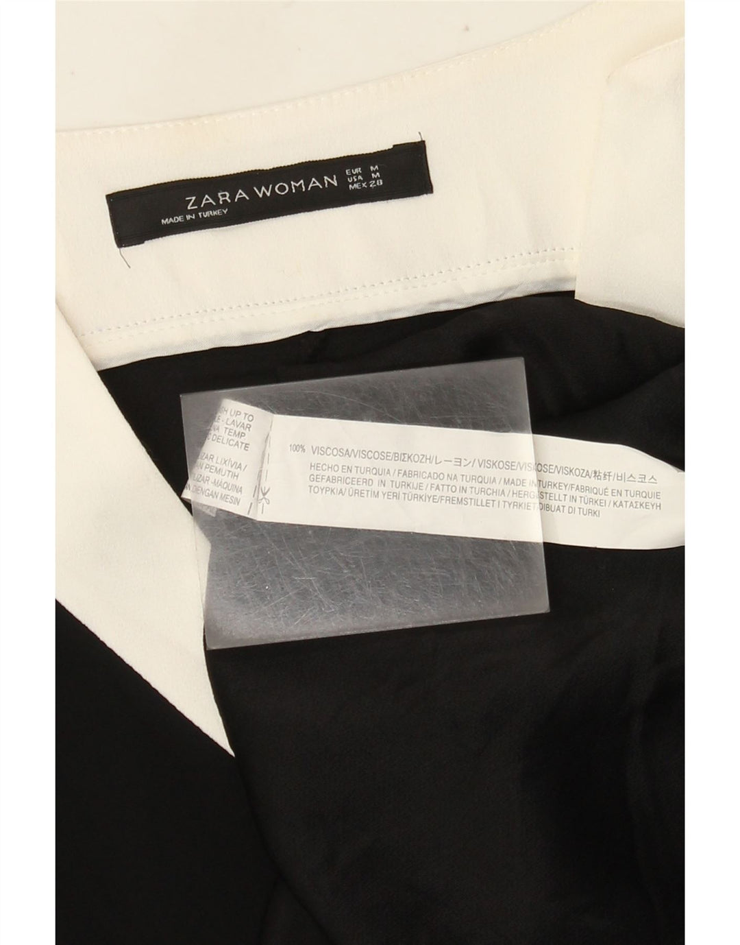 Zara Womens Top Long Sleeve UK 14 Medium Black Colourblock Viscose