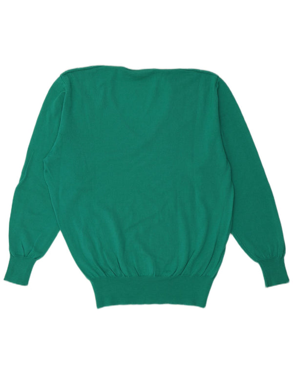 Vintage Womens V-Neck Jumper Sweater UK 18 XL Turquoise Virgin Wool