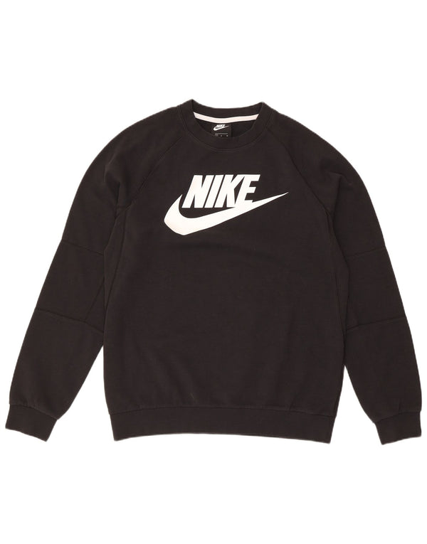 Nike Mens Graphic Sweatshirt Jumper Medium Black Cotton