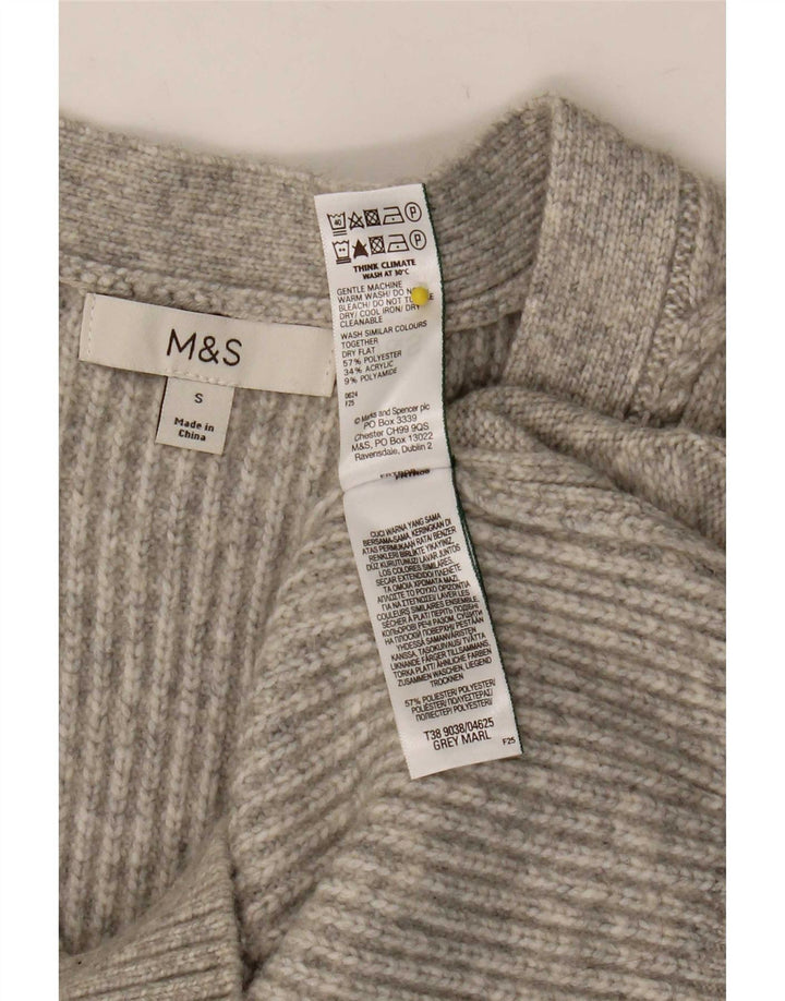 Marks & Spencer Womens Cardigan Sweater UK 10 Small Grey Polyester