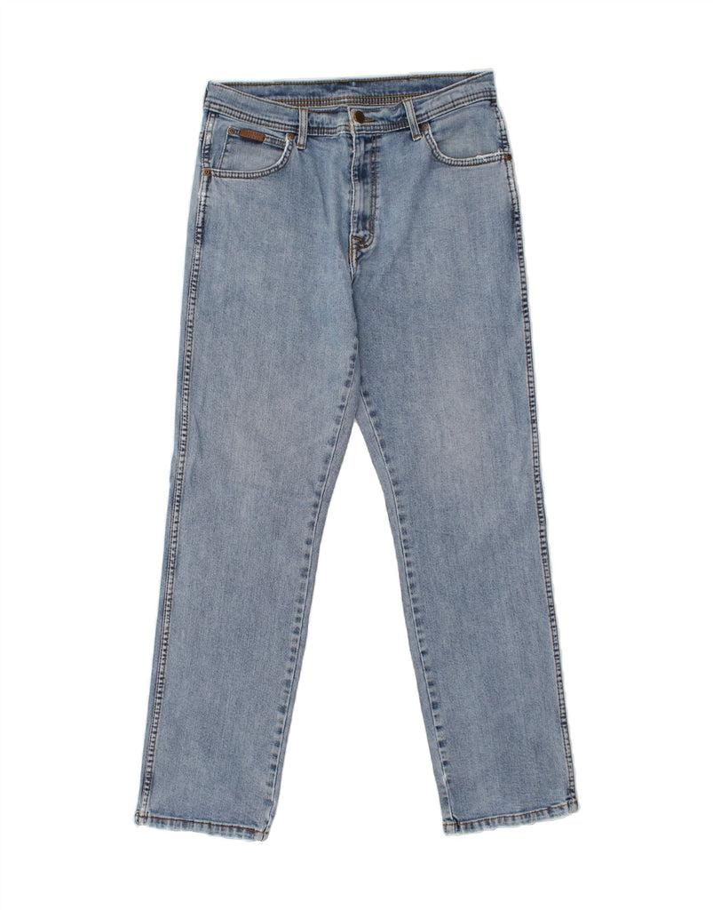 WRANGLER Mens Texas Stretch Straight Jeans W34 L32 Blue Cotton | Vintage Wrangler | Thrift | Second-Hand Wrangler | Used Clothing | Messina Hembry 