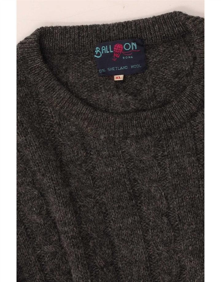Ball On Mens Crew Neck Jumper Sweater XL Grey Wool