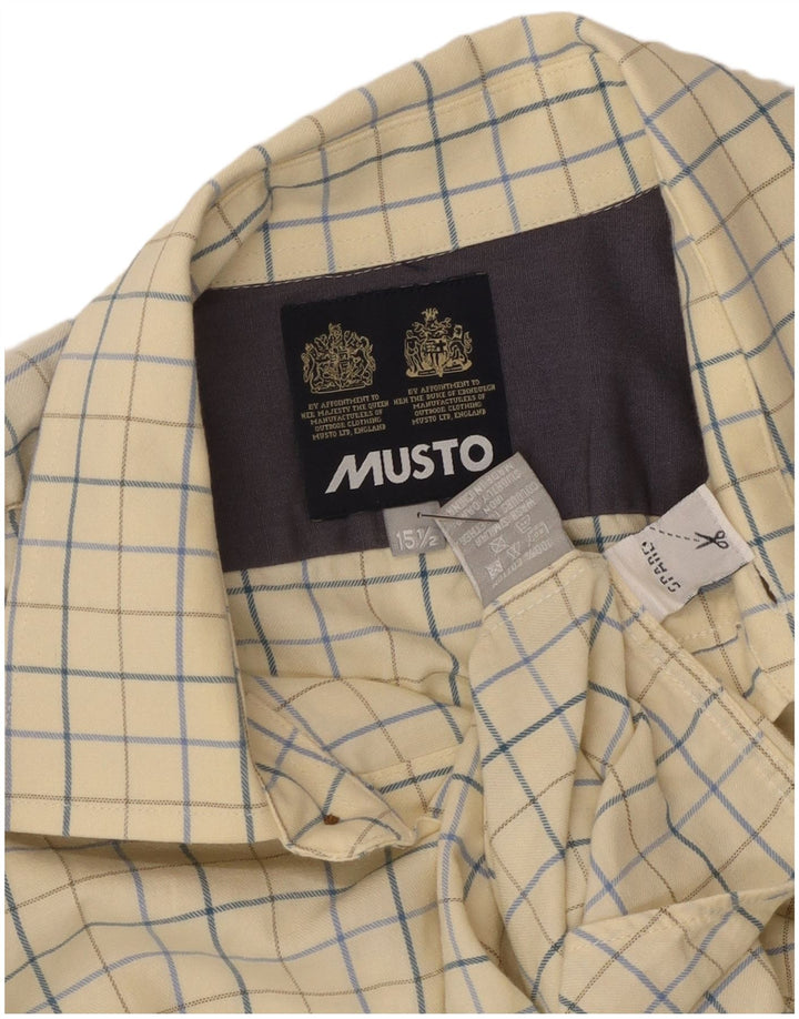 Musto Mens Shirt Size 15 1/2 Medium Yellow Check Cotton