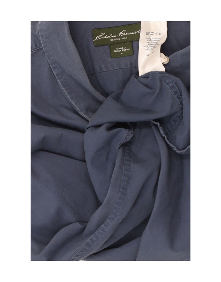 Eddie Bauer Mens Relaxed Fit Shirt Large Blue Cotton
