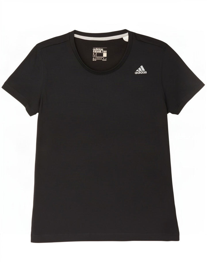 Adidas Womens T-Shirt Top UK 12/14 Medium Black Polyester