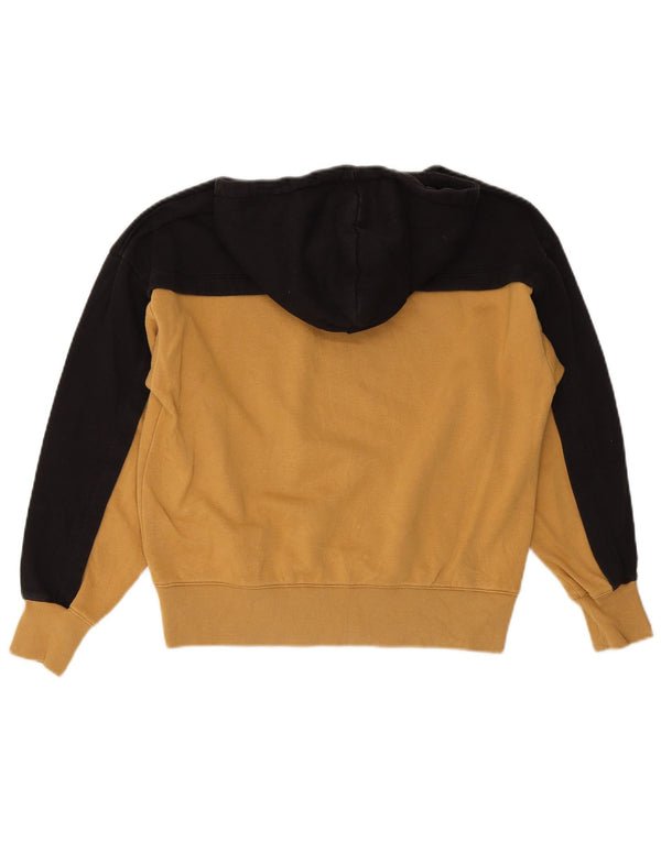 Champion Womens Graphic Hoodie Jumper UK 14 Medium Yellow Colourblock