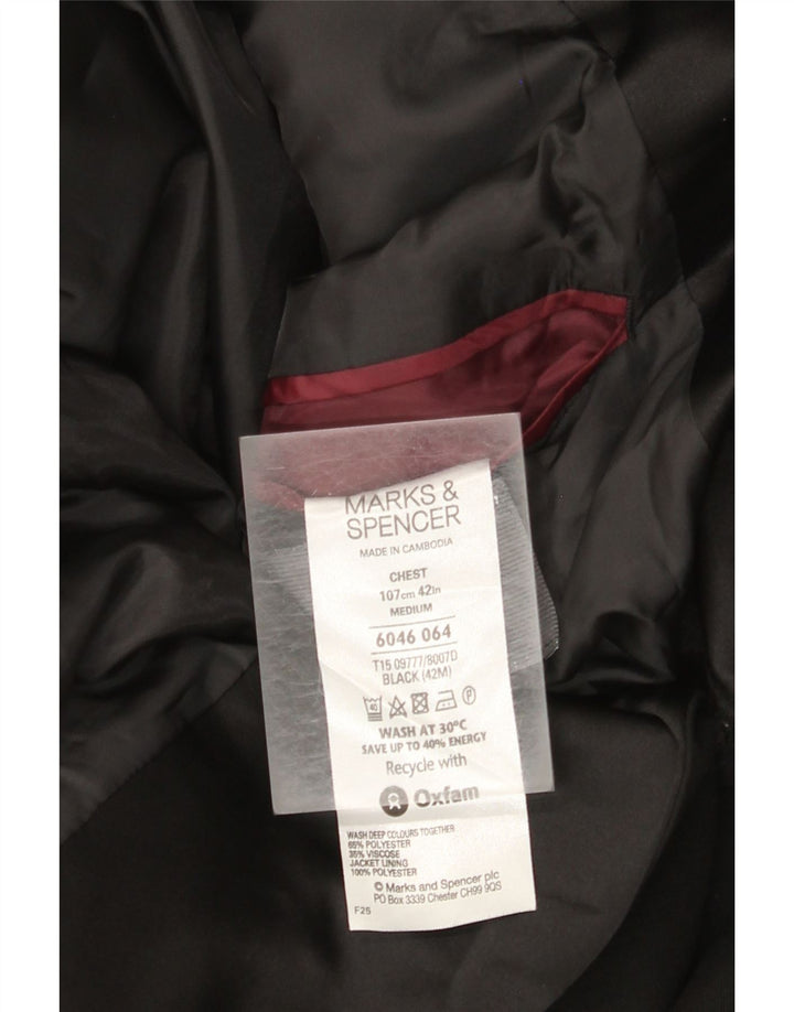 Marks & Spencer Mens 2 Button Blazer Jacket UK 38 Medium Black Polyester