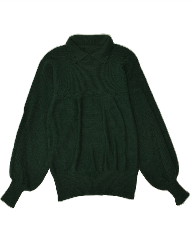 VINTAGE Womens Polo Neck Jumper Sweater UK 12 Medium Green | Vintage Vintage | Thrift | Second-Hand Vintage | Used Clothing | Messina Hembry 