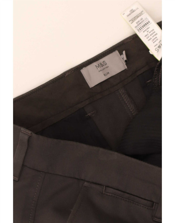 Marks & Spencer Womens Slim Chino Trousers W34 L33 Grey Cotton