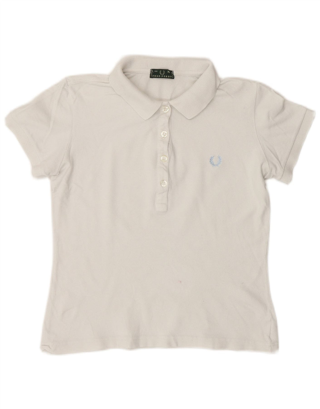 Fred Perry Womens Crop Polo Shirt UK 12 Medium White Cotton