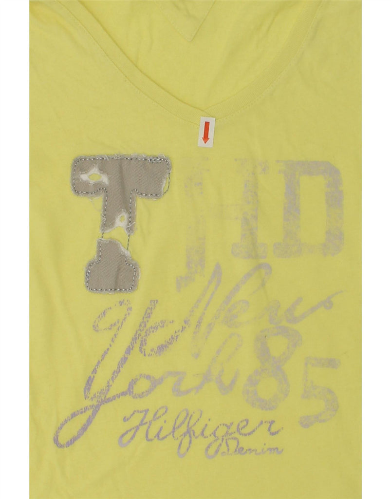 TOMMY HILFIGER Girls Graphic T-Shirt Top 9-10 Years Yellow Cotton | Vintage Tommy Hilfiger | Thrift | Second-Hand Tommy Hilfiger | Used Clothing | Messina Hembry 