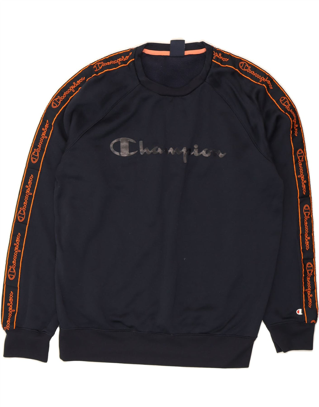 CHAMPION Mens Graphic Sweatshirt Jumper XL Navy Blue Polyester Vintage Champion and Second-Hand Champion from Messina Hembry 