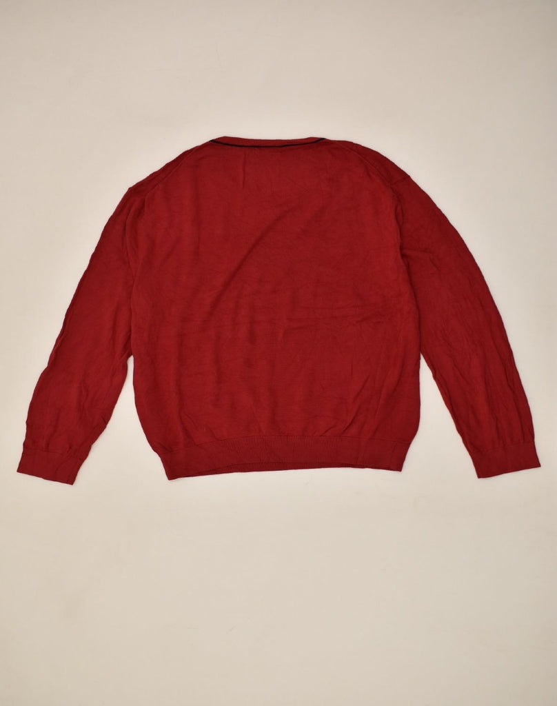 NAUTICA Mens Slim Fit V-Neck Jumper Sweater 2XL Red Cotton | Vintage Nautica | Thrift | Second-Hand Nautica | Used Clothing | Messina Hembry 