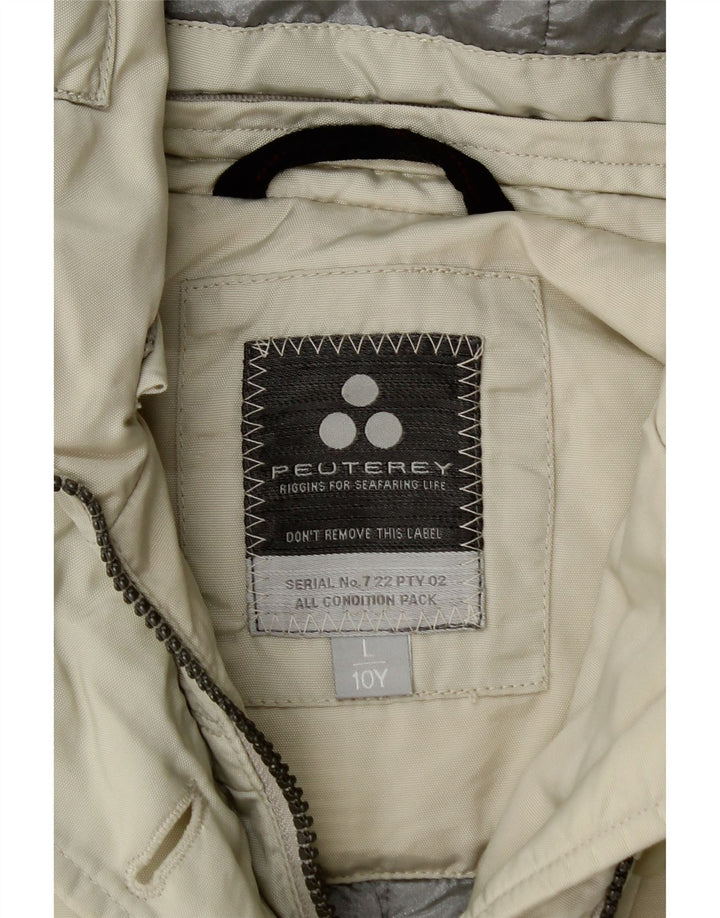PEUTEREY Girls Hooded Utility Jacket 9-10 Years Large Off White Polyamide
