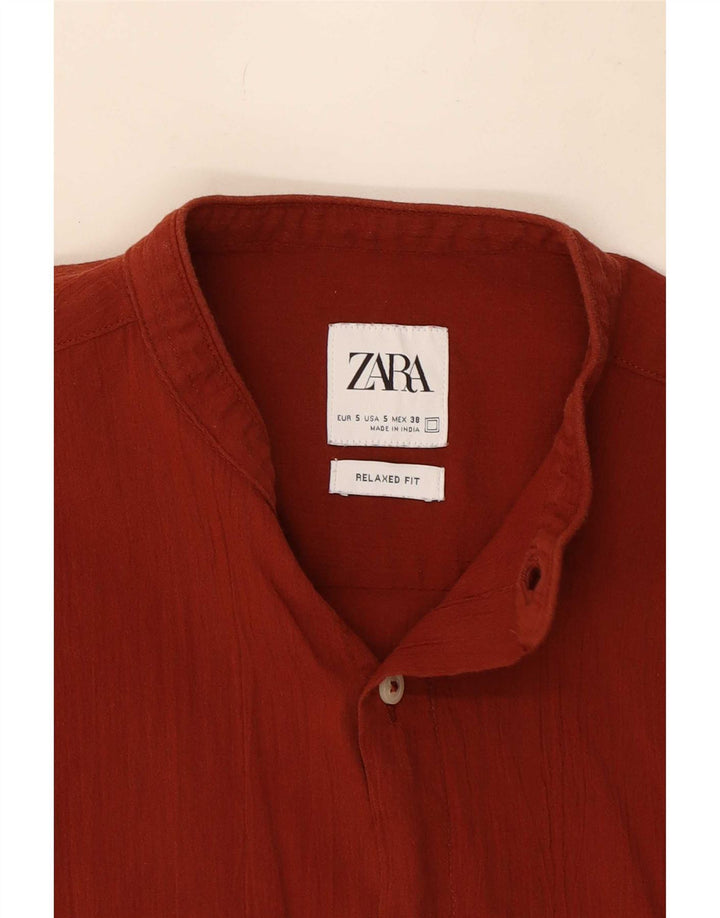 Zara Mens Relaxed Fit Shirt Small Maroon