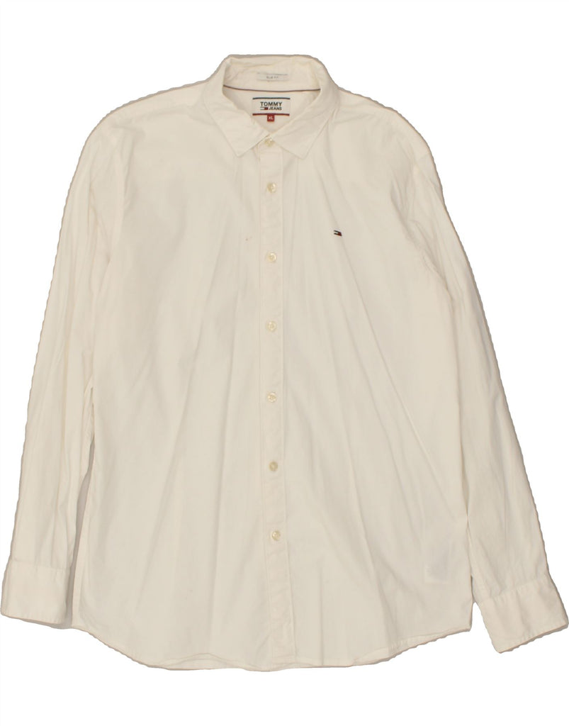 TOMMY HILFIGER Mens Slim Fit Shirt XL White Cotton | Vintage Tommy Hilfiger | Thrift | Second-Hand Tommy Hilfiger | Used Clothing | Messina Hembry 