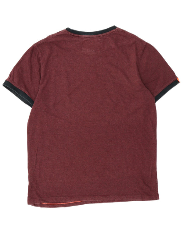 SUPERDRY Mens T-Shirt Top XL Burgundy Cotton