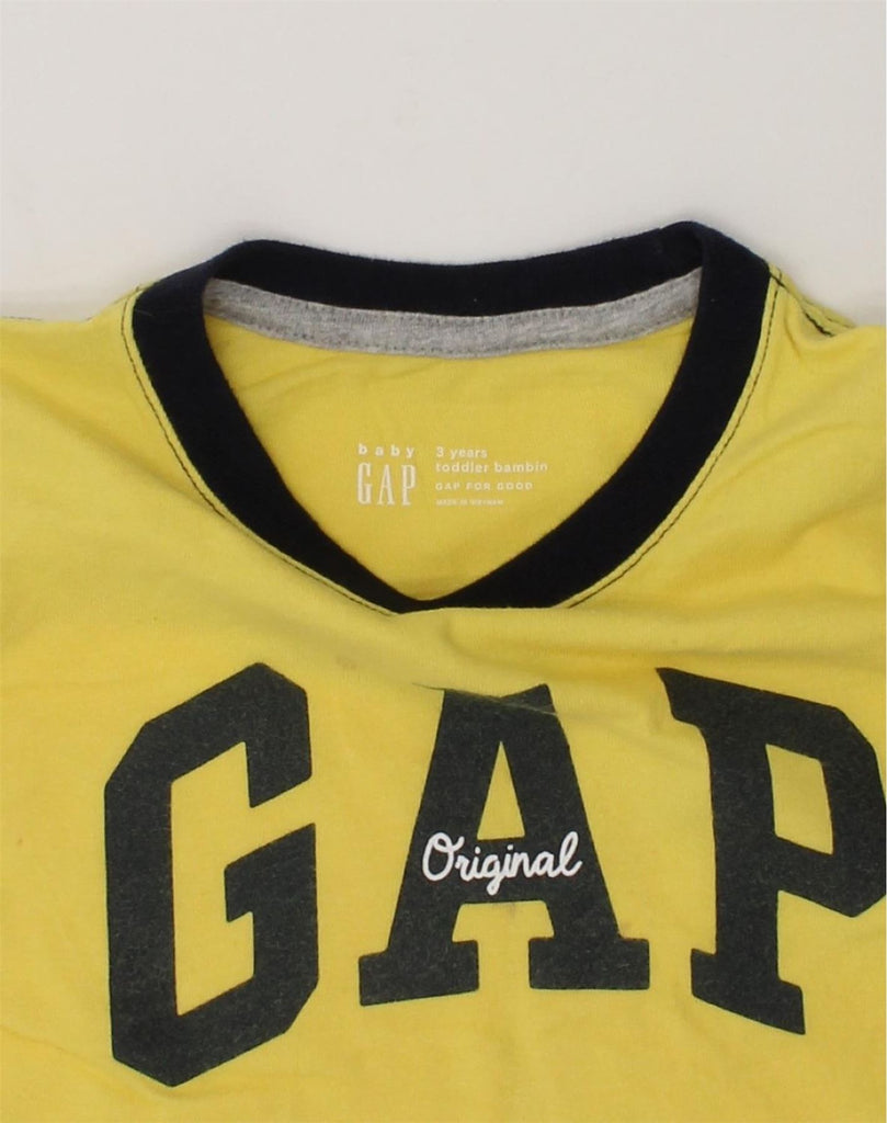 GAP Boys Graphic T-Shirt Top 2-3 Years Yellow Cotton | Vintage Gap | Thrift | Second-Hand Gap | Used Clothing | Messina Hembry 