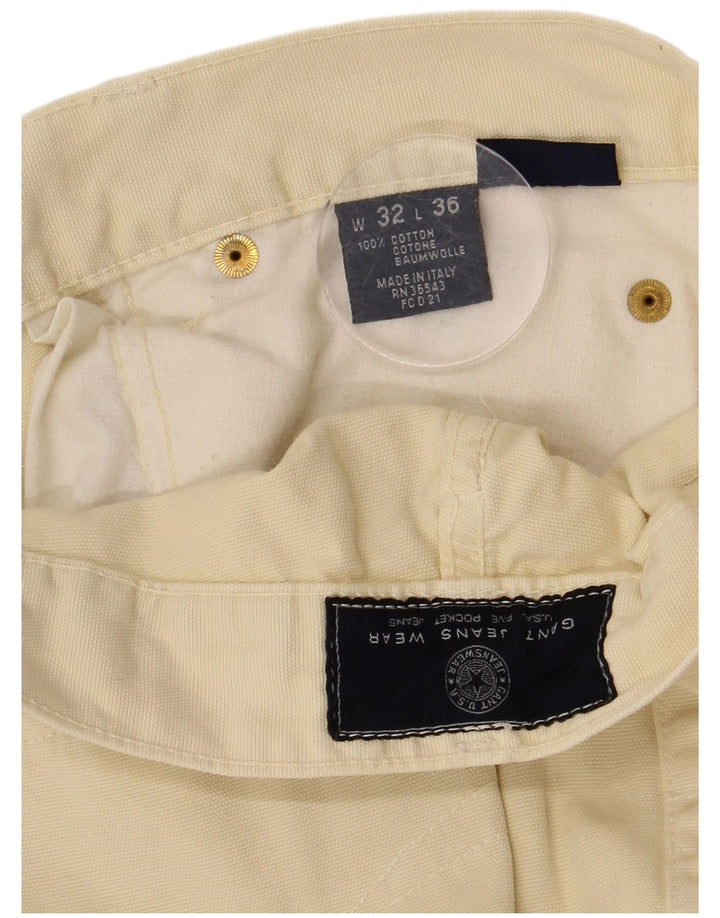GANT Mens Straight Casual Trousers W32 L29 Yellow Cotton