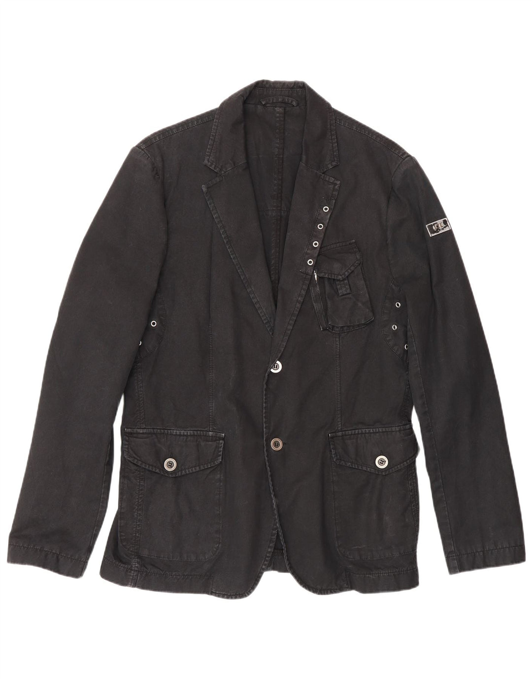 Iceberg Mens 2 Button Denim Blazer Jacket IT 52 XL Grey Cotton