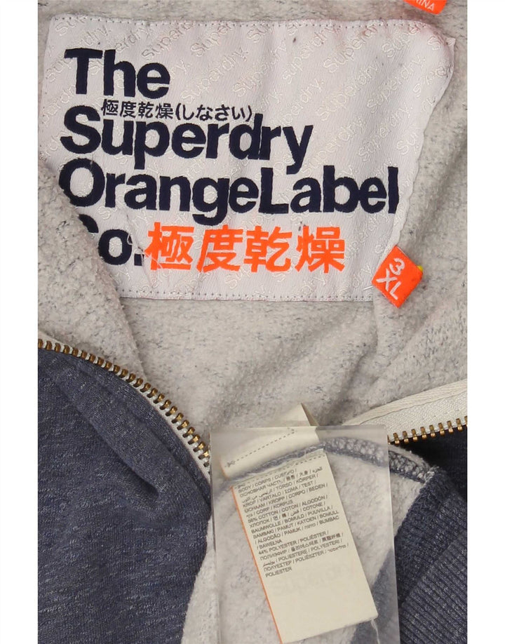 Superdry Mens Zip Hoodie Sweater 3XL Blue Cotton