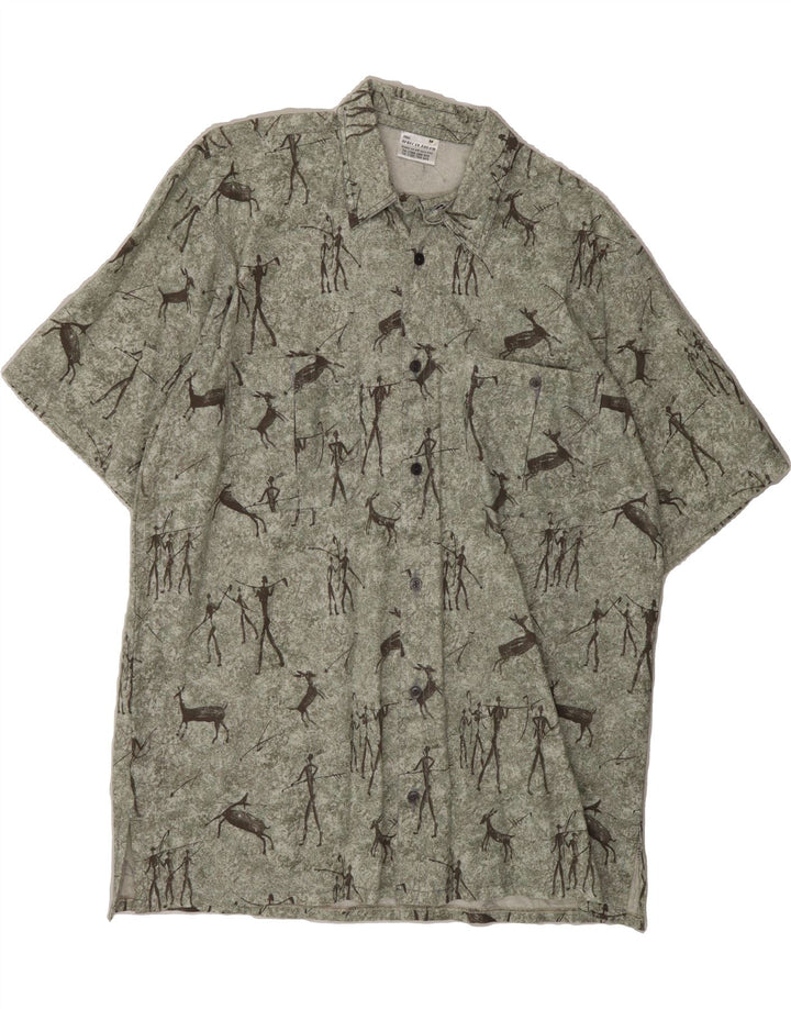 THE AFRICAN TOUCH Mens Abstract Pattern Short Sleeve Shirt Medium Green Vintage The African Touch and Second-Hand The African Touch from Messina Hembry 