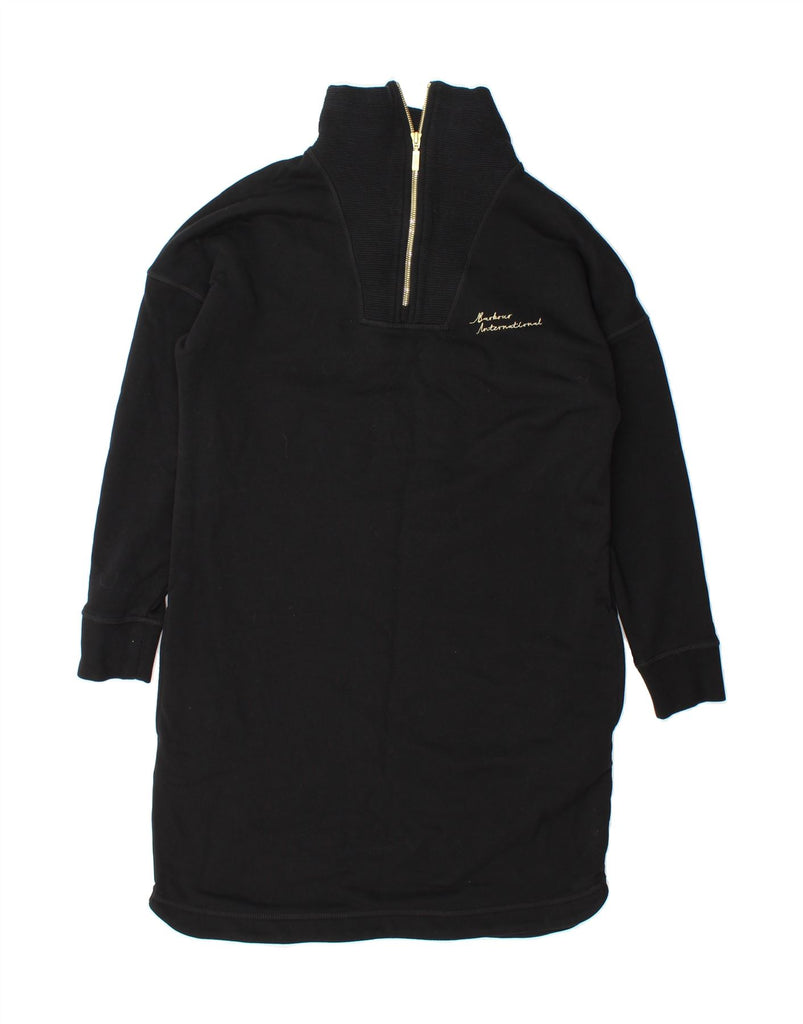 BARBOUR Womens Oversized Zip Neck Jumper Dress UK 8 Small  Black Vintage Barbour and Second-Hand Barbour from Messina Hembry 