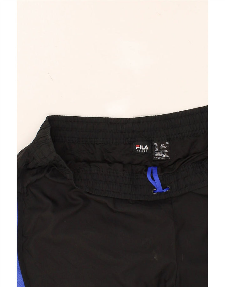 FILA Womens Sport Shorts UK 20 2XL Black Colourblock Polyester Vintage Fila and Second-Hand Fila from Messina Hembry 