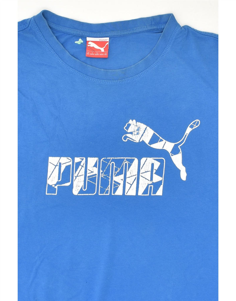 PUMA Mens Graphic T-Shirt Top 2XL Blue Cotton | Vintage Puma | Thrift | Second-Hand Puma | Used Clothing | Messina Hembry 