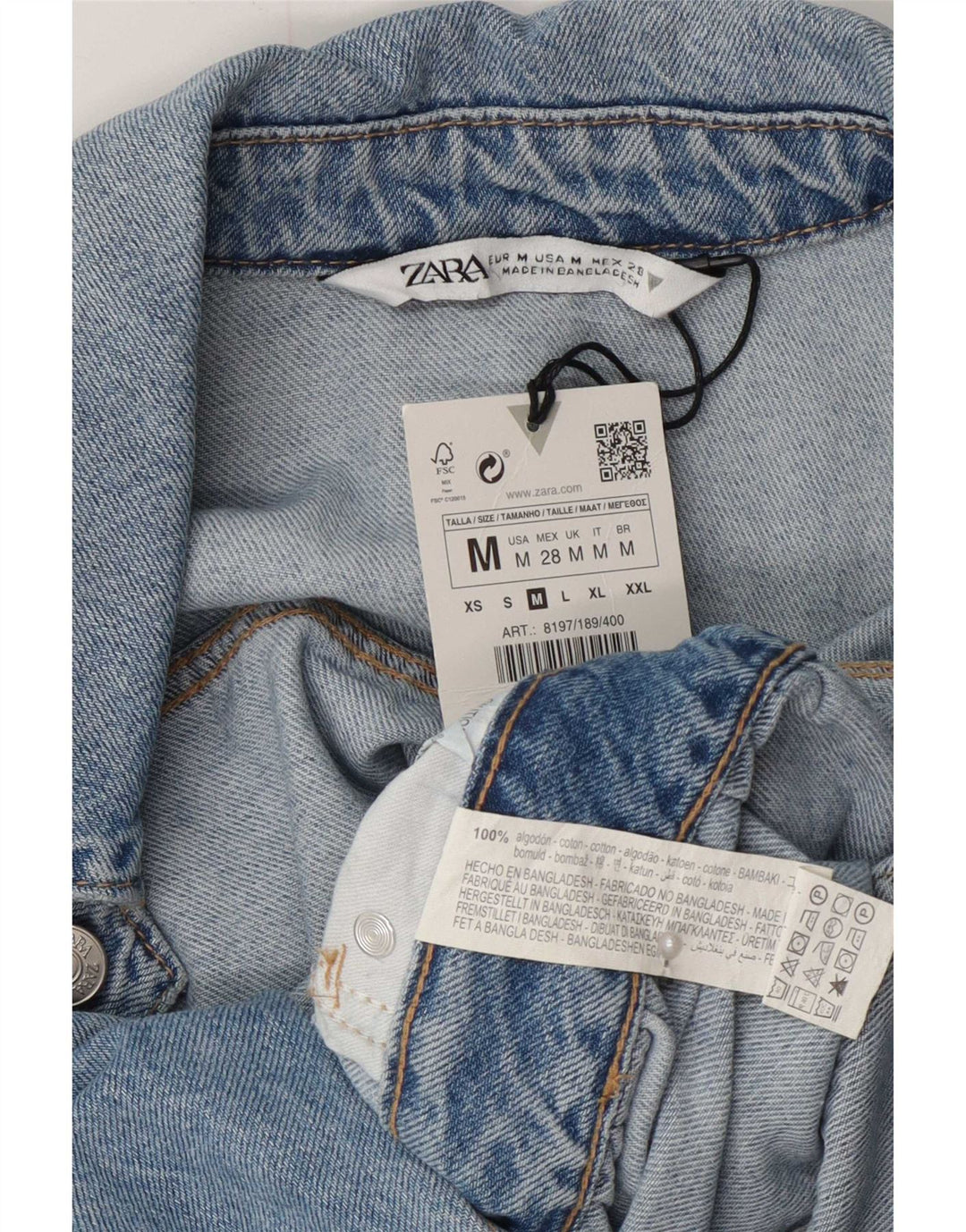 Zara Womens Denim Playsuit UK 12 Medium Blue Cotton