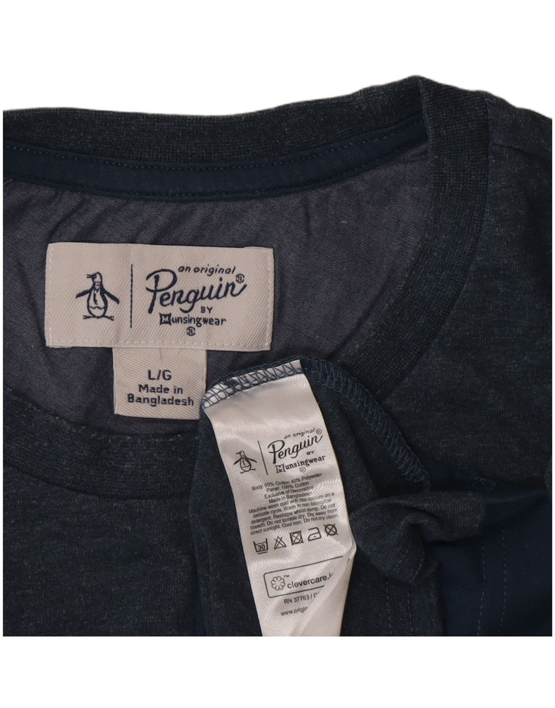 Penguin Mens Top Long Sleeve Large Blue Colourblock Cotton