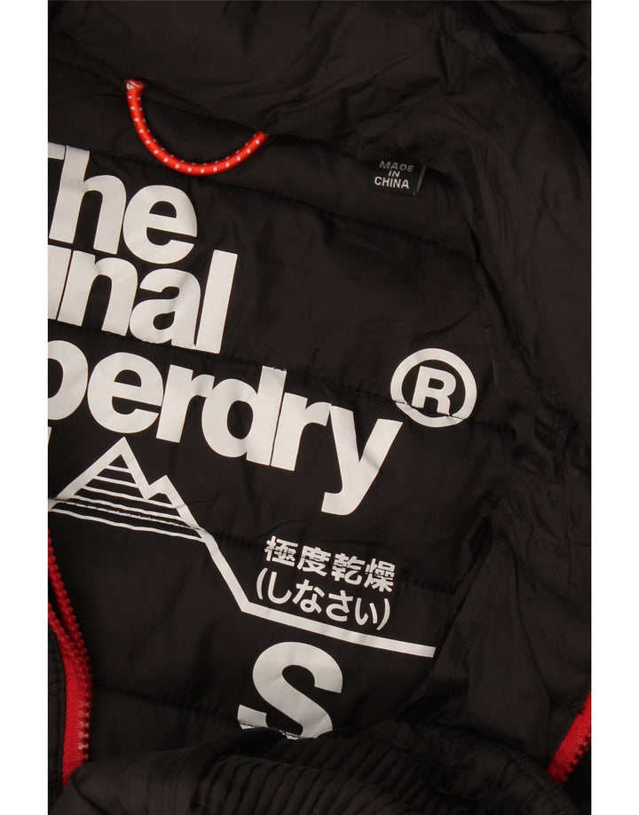 Superdry Womens Hooded Padded Jacket UK 10 Small Black Polyester