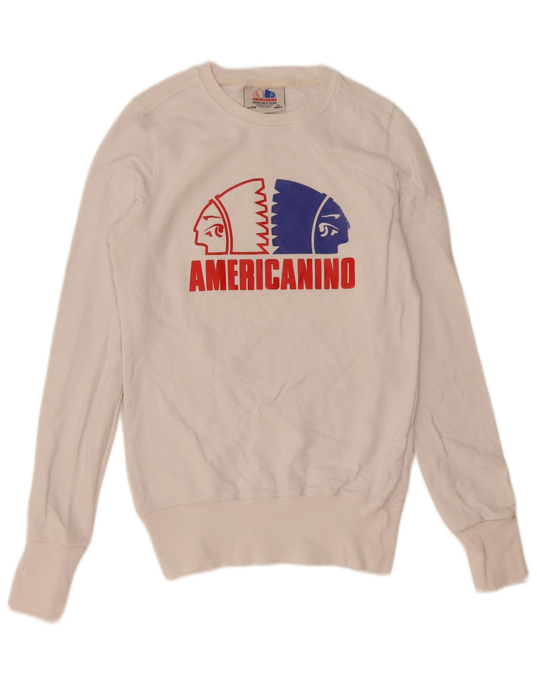 Americanino Mens Graphic Sweatshirt Jumper Small White Cotton