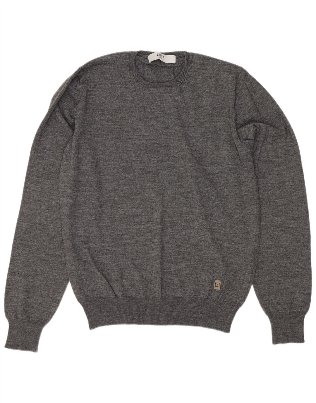 Liu Jo Womens Crew Neck Jumper Sweater UK 10 Small Grey Virgin Wool