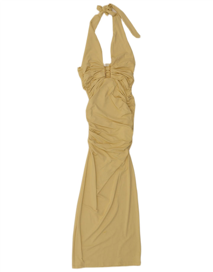 Zara Womens Halter Bodycon Dress UK 8 Small Yellow
