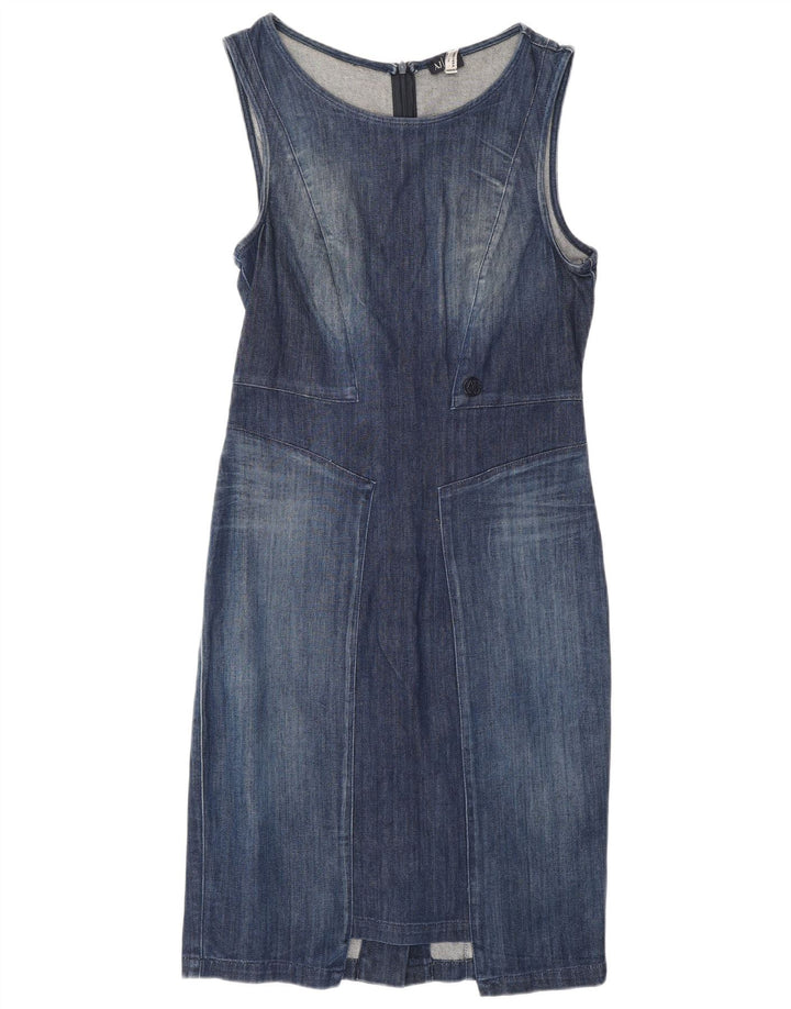 Armani Jeans Womens Sleeveless Denim Dress US 40 Small Blue Cotton